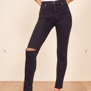 Reformation Jeans black ripped knee
